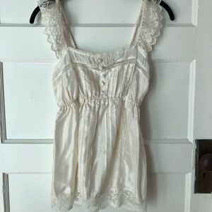 White lace + silk blouse by Forever 21